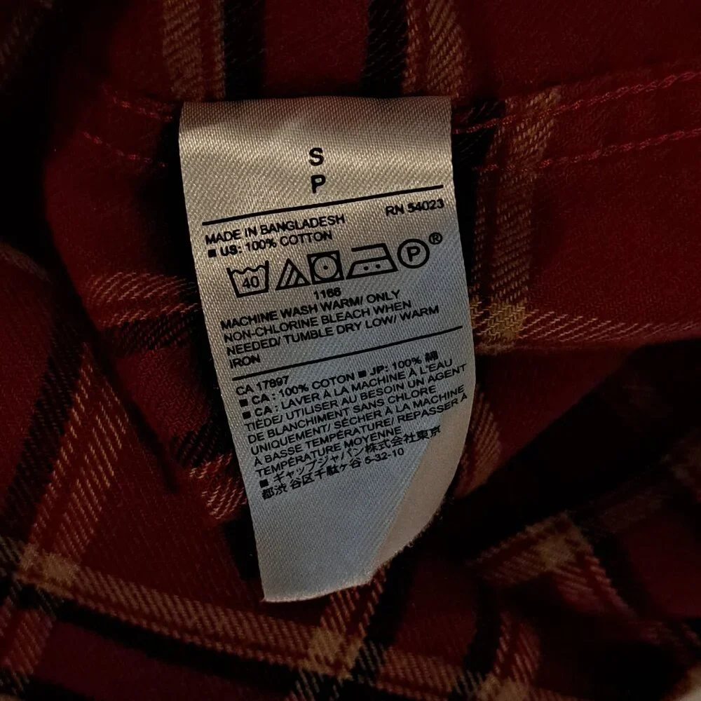 Banana Republic Men's Small Standard Fit Plaid 100% Cotton Flannel Shirt/Jacket
